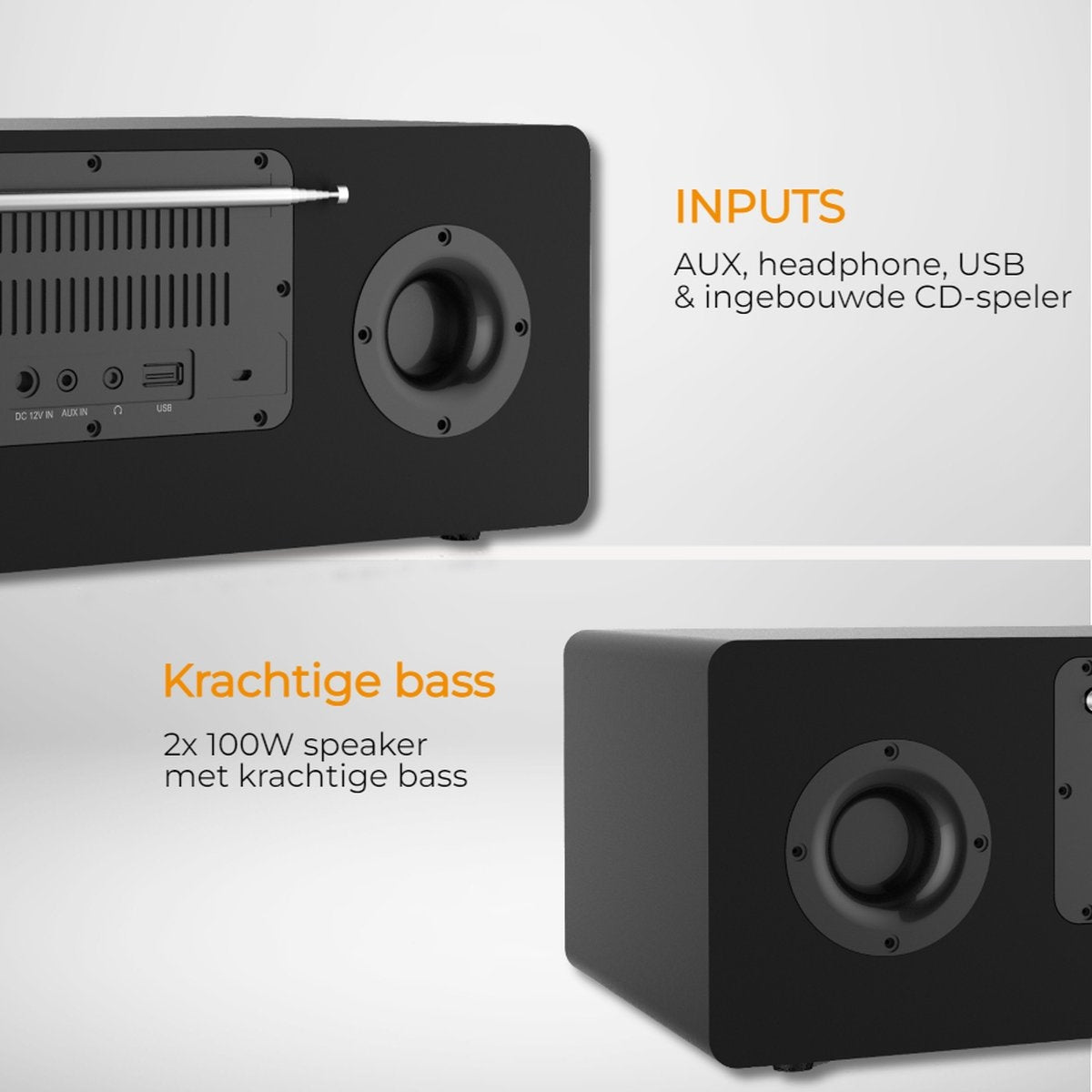 Denver - Internetradio & DAB+ Radio - MIR-270 - 2,4-Zoll-Farbdisplay - 200W Bluetooth & CD-Player - USB & AUX - Kunststoff & Metall - Schwarz