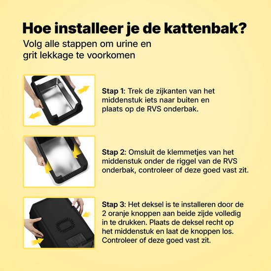Jake und Jacky Edelstahl-Katzenklo – Katzen-Toilette aus Edelstahl – inkl. Katzenschaufel mit Halter und Streuauffang-Trittstufe – 2-in-1-Katzenklo mit abnehmbarem Deckel – 60 x 40 x 38 cm – Schwarz