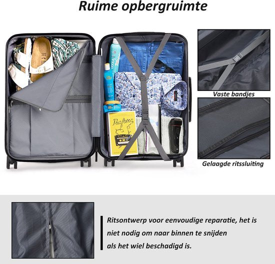 TAN.TOMI Handgepäckkoffer 41 l – Hartschale aus ABS – 4 Rollen – Zahlenschloss