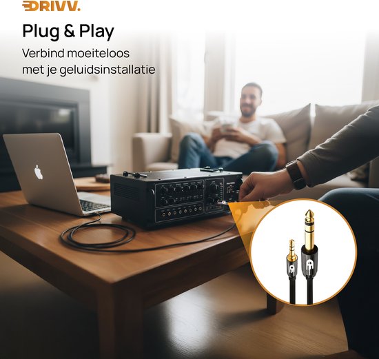 Drivv. Premium-Kabel von 3,5-mm-Klinke auf 6,35 mm – Klinkenkabel – Audiokabel – 3 Meter