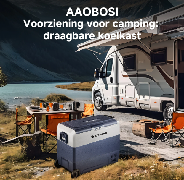 AAOBOSI 60 l Kompressor-Kühlbox mit zwei Temperaturzonen – Steuerung per App – 12/24 V & 230 V – Schwarz