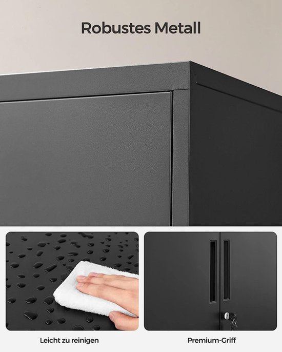 Schwarz – Büroschrank – Aktenschrank – Büro – Bürobedarf – Schrank – Sideboard – Schränke – Aufbewahrungsschränke mit Türen – Werkzeugschrank