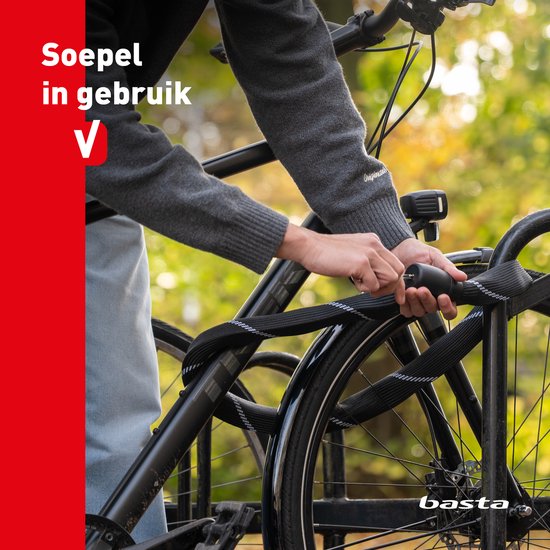 Basta Kettenschloss – ART 2 Fahrradschloss – Kette aus gehärtetem Stahl – Schloss mit Gütesiegel für E-Bikes und Fatbikes – 110 cm lang