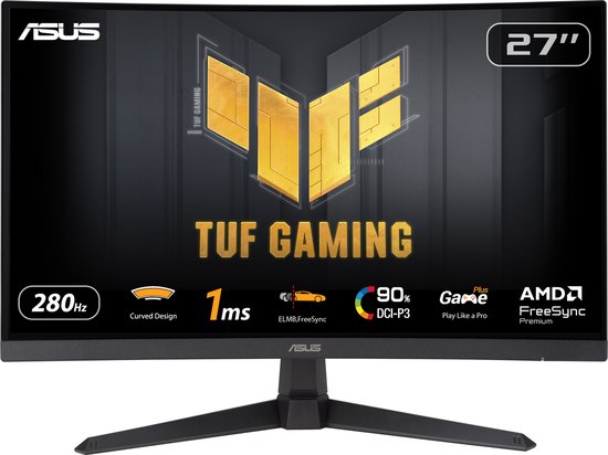 ASUS TUF Gaming VG27VQM1B – FHD-Gaming-Monitor mit gebogenem Bildschirm – 280 Hz – FreeSync Premium – 27 Zoll