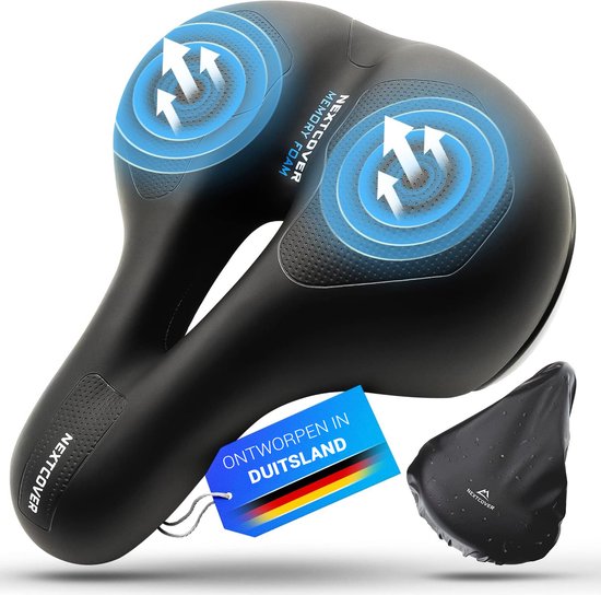 Nextcover Fahrradsattel – Airflow – Ergonomisch – Memory-Schaum – Schwarz
