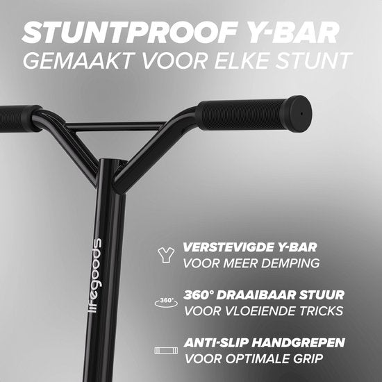 LifeGoods Stuntstep Fly X - 6+ Jahre - Schritt für Kinder - Jungen/Mädchen - 100mm - 100KG - Schwarz/Weiß