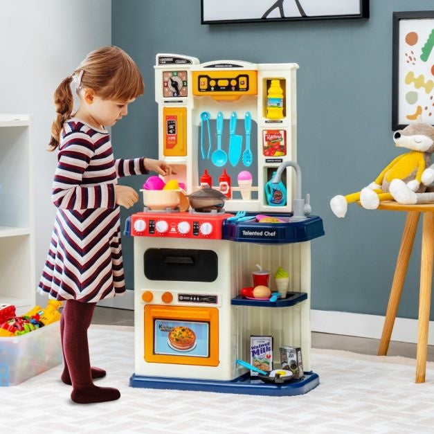 Coast 65 TLG. Leichte Kinderspielküche mit Wasserpumpe blau