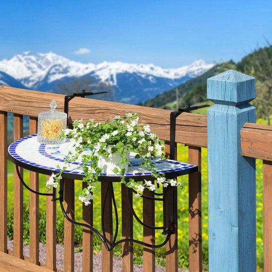 tectake -  Balkontisch Mosaik klappbar weiß/blau - 402766