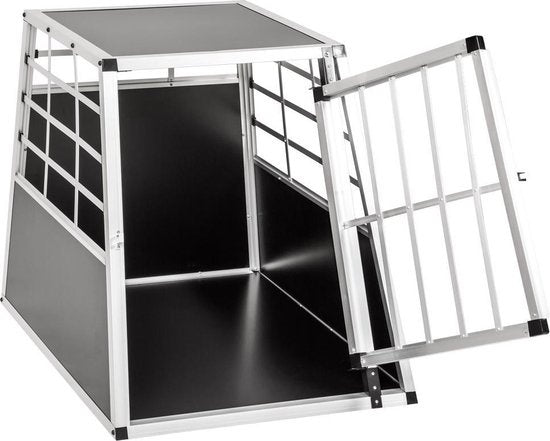 tectake - Hunde Transportbox - Single 54 x 69 x 50cm - Aluminium - Silber/Schwarz