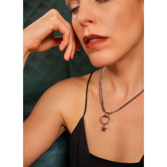 Laura Ferini Damen Halskette Stella Silber - Silber Gliederkette mit Stern - 18K Weißgold vergoldet - Halskette - Halskette - Schmuck - Accessoires - Damen Halskette mit Anhänger
