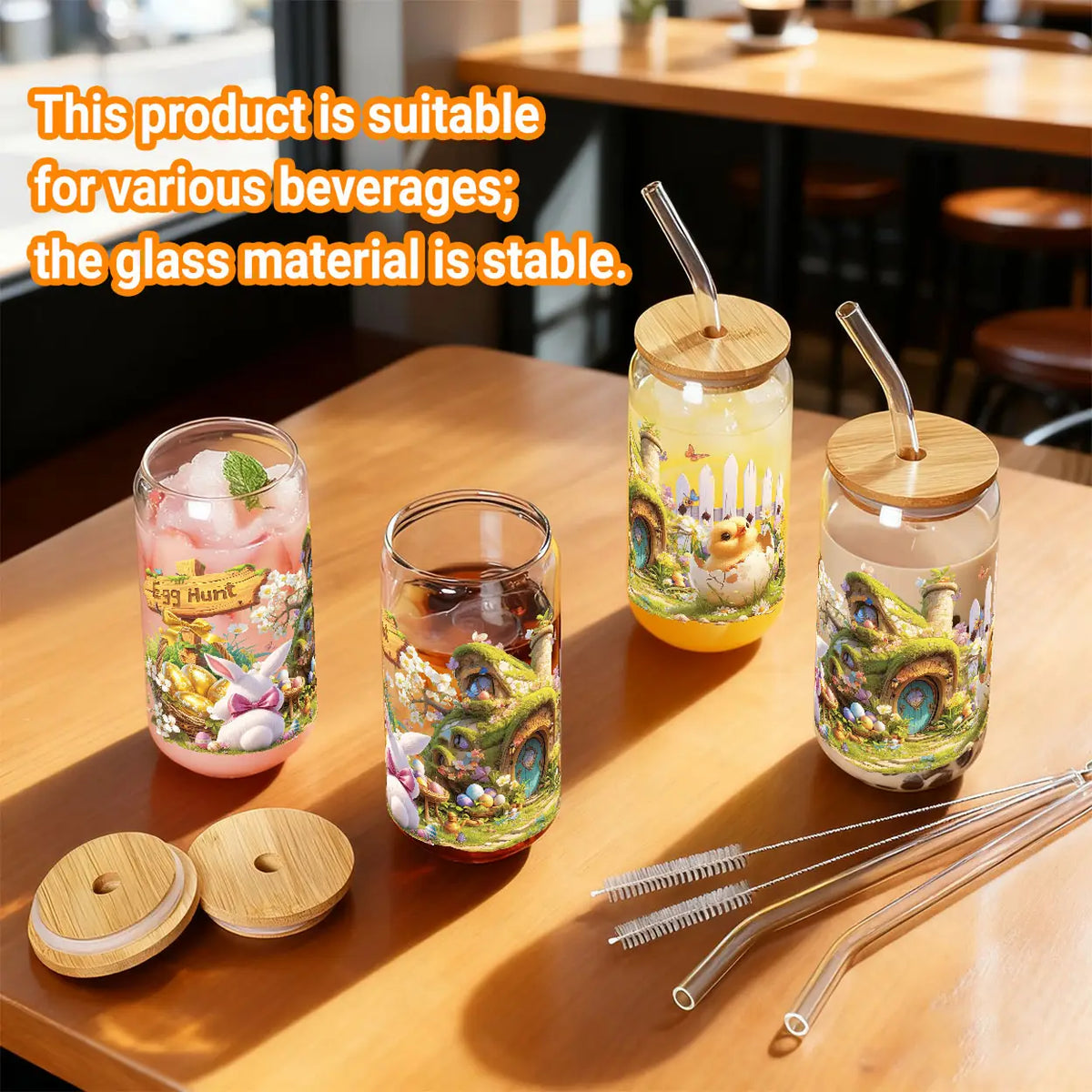Alphynix Osterbecher mit Deckel und Strohhalm – Märchen-Design – 500 ml – mehrfarbig