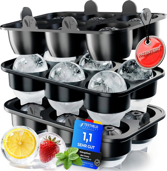 Neighbour's Friend – 2x patentierte XXL-Eiswürfelform „Platinum“ – runde, große Eiswürfelform für Cocktails, Gin und andere Getränke – 12 Eisbälle