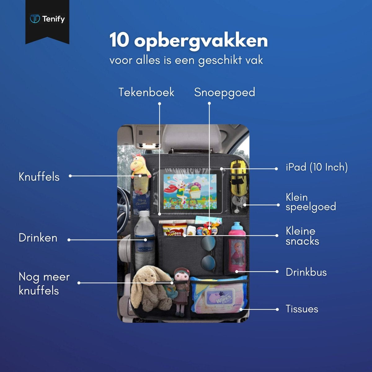 Hochwertiger, luxuriöser und stabiler Auto-Organizer mit Tablet-Halterung - 2er-Set - Extra Stauraum - Schutz - Autositz - Zubehör