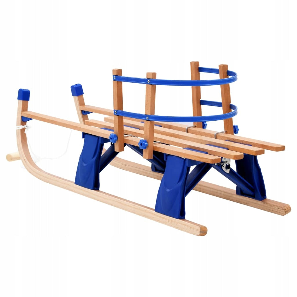 Woltu Holzschlitten, traditionell – blau – mit Rückenlehne