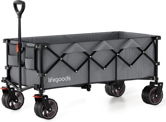 LifeGoods Wagon - XXL - faltbar - 300L - 150KG Tragfähigkeit - Grau