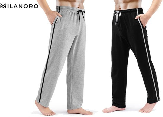 Milanoro - 2er-Set sportliche, bequeme Herren-Sweatpants - Marineblau/Anthrazit - S