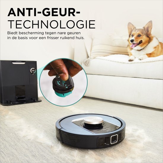 Shark PowerDetect Staubsaugerroboter mit Entleerungs-/Ladestation - Umfassende 360° Lasernavigation - Mit App und Anti-Geruchs-Technologie - Für Haustiere - RV2820VEEU