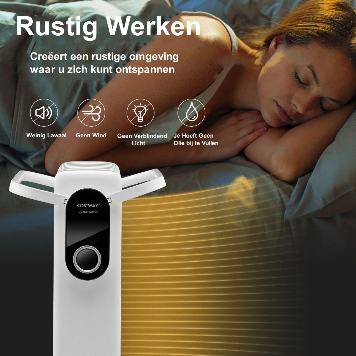 Coast 1500W Oilradiator 7 RIB -radiatoren met 3 verwarmingsniveaus Energiebesparing en oververhitting Bescherming Wit wit