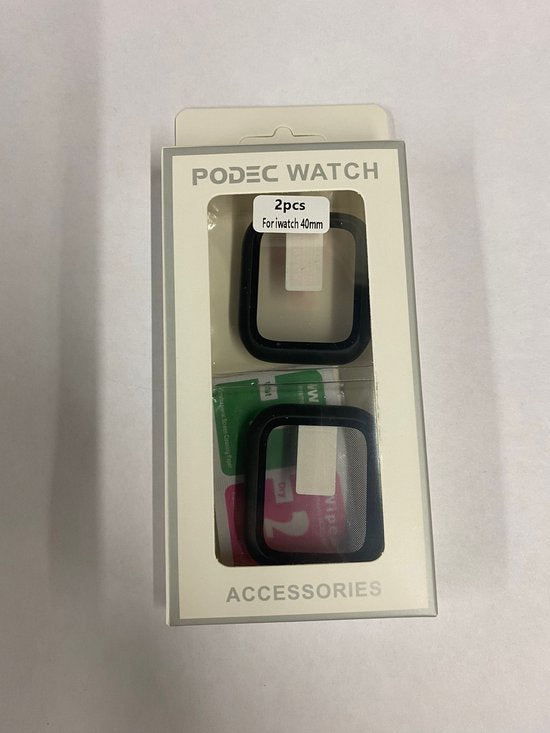 Gehäuse passend für Apple Watch Series 4 / 5 / 6 / SE - 40 mm Displayschutzfolie - 2 Stück - Full Cover Hard Case - Schwarz