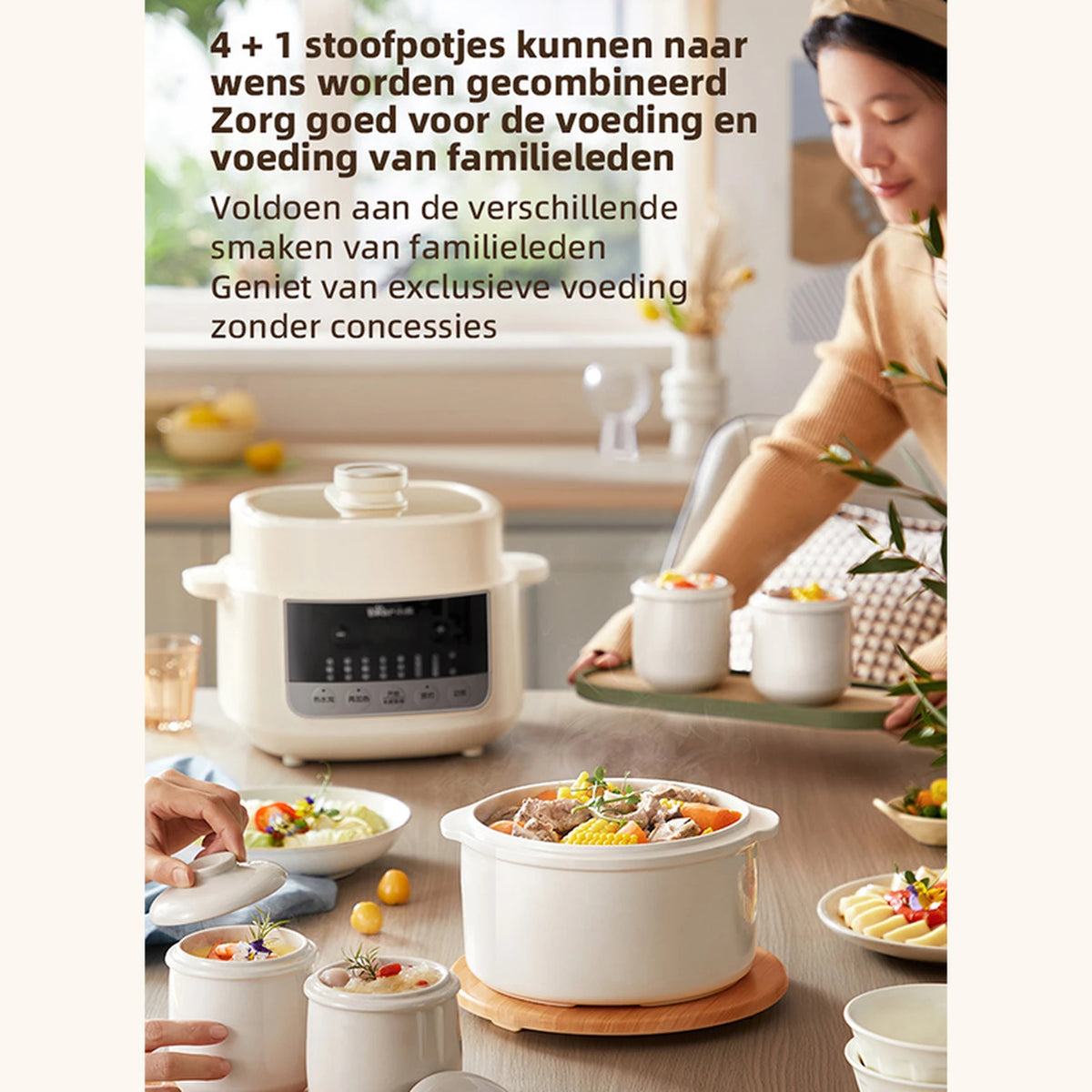 Bear Elektrischer Dampfkochtopf 2,5 l mit Dampfkorb und Glasdeckel – 32,8 × 27,1 × 31 cm