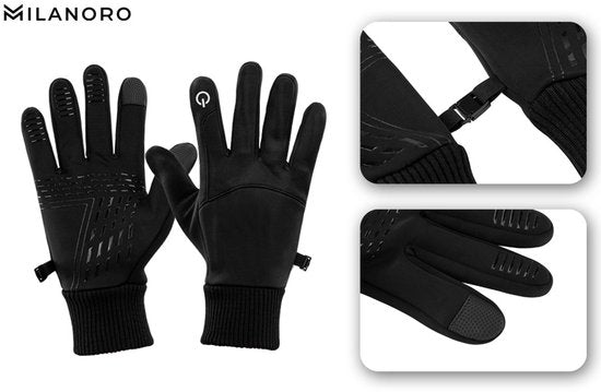 Milanoro – Wasser- und winddichte Handschuhe – Schwarz – L
