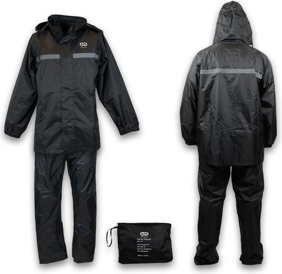Infinity Goods Regenpak - Dames & Heren - Maat XXXL - Waterdicht & Ademend - Reflecterend - Zwart