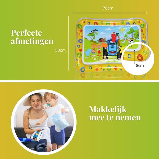 Tenify Wasser Spielmatte - Wasser Matte - Spielmatte - Aufblasbar - Tummy Time - Baby Spielzeug 0 Jahr - Baby Geschenk - Gelb