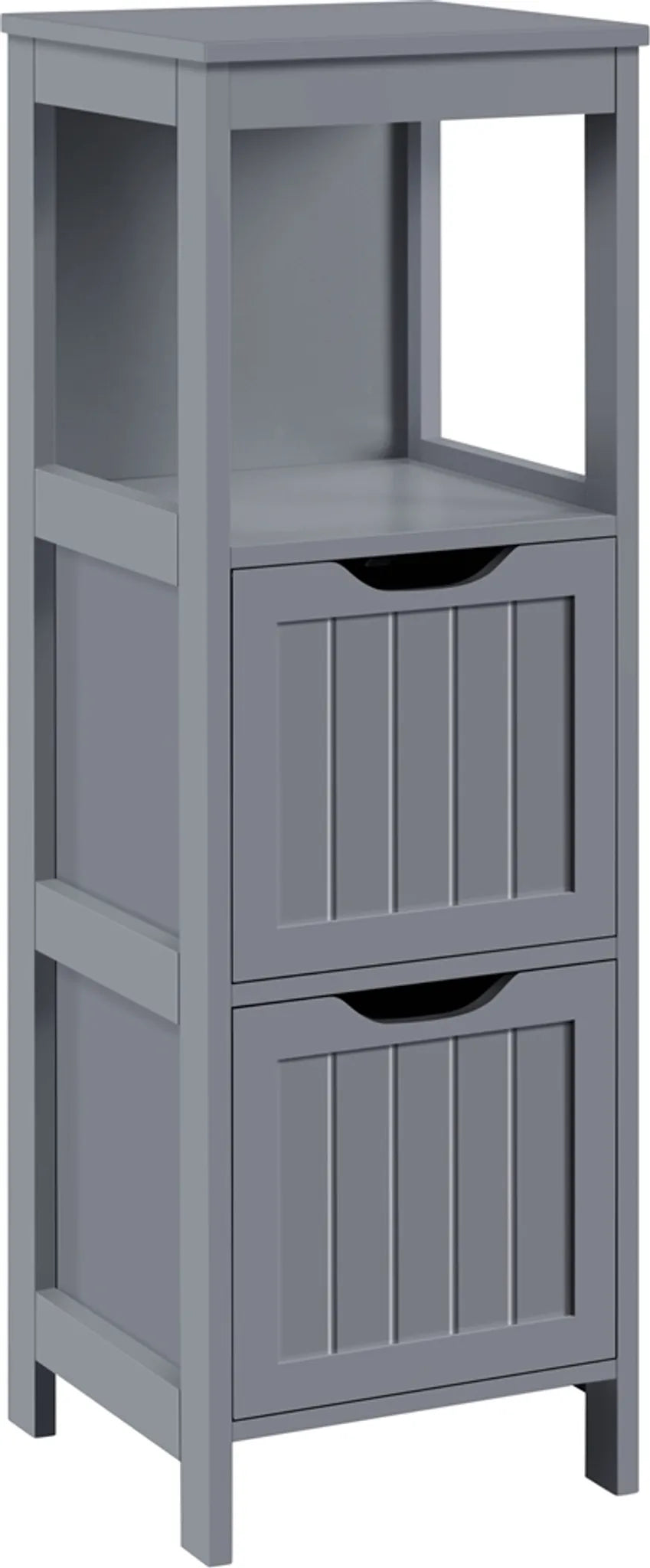 Yaheetech Platzsparender Badezimmerschrank & Aufbewahrungsschrank mit 2 herausnehmbaren Schubladen, 89 cm hoch – Dunkelgrau – MDF