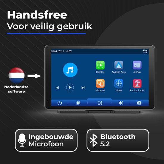 CarMe - CarPlay Bildschirm 7 Zoll - Apple CarPlay & Android Auto (Wireless) - Touchscreen - Auto-Navigationssystem