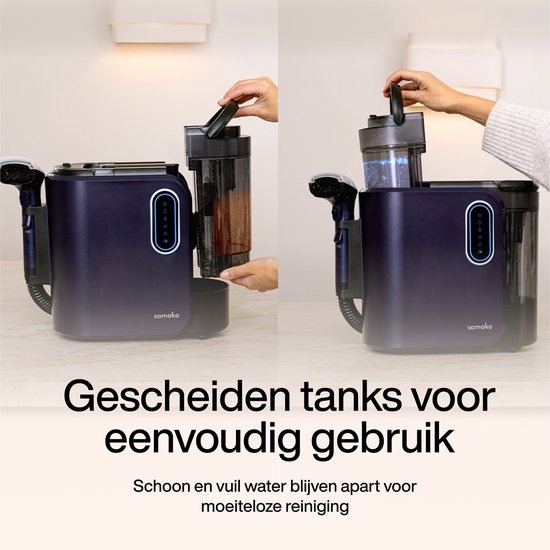 Samako - Teppichreiniger PowerClean Pro - 1800W - Dampfreiniger und Fleckenreiniger - 8 Aufsätze - 100° Dampf