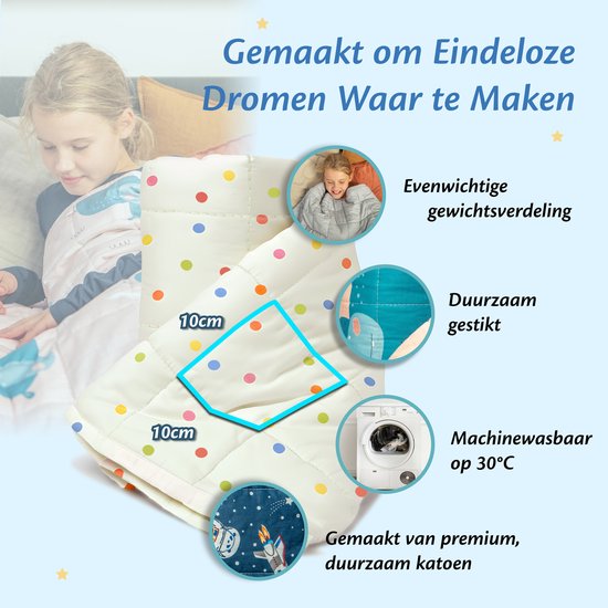 Ella Weighted Blanket Child 3.2kg - OEKO-TEX Baumwoll-Beschwerungsdecke 100 x 150cm - Weighted Blanket Dots