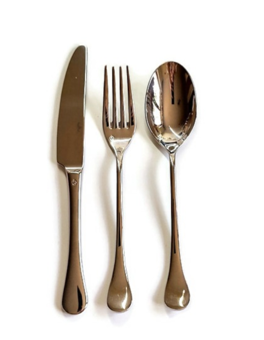 Rosenthal Besteckset 3-teilig - Messer 22 cm, Gabel 20 cm, Löffel 20 cm - Edelstahl - Silbergrau