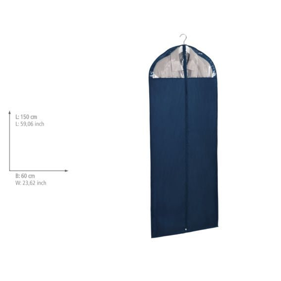 Wenko Business Kleidersack Dunkelblau – 150 x 60 cm – Mit Reißverschluss und Sichtfenster