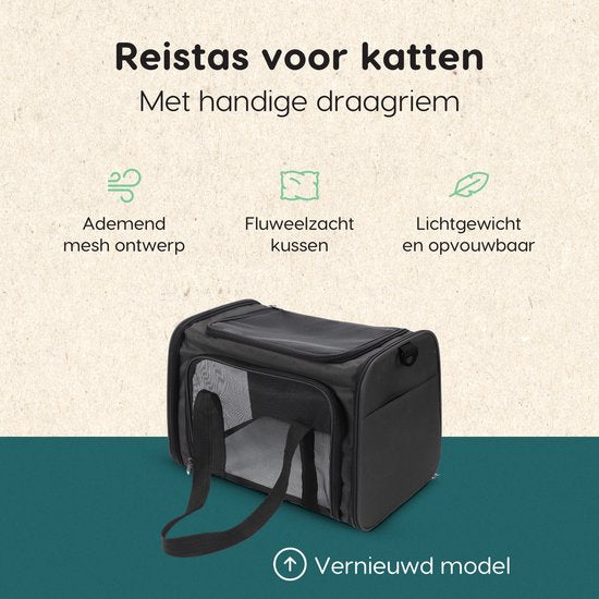 Volcan Travel Bag Cat - Reisekorb - Tragetasche Katzen - Transportbox mit Toplader - Tragekorb Anthrazit