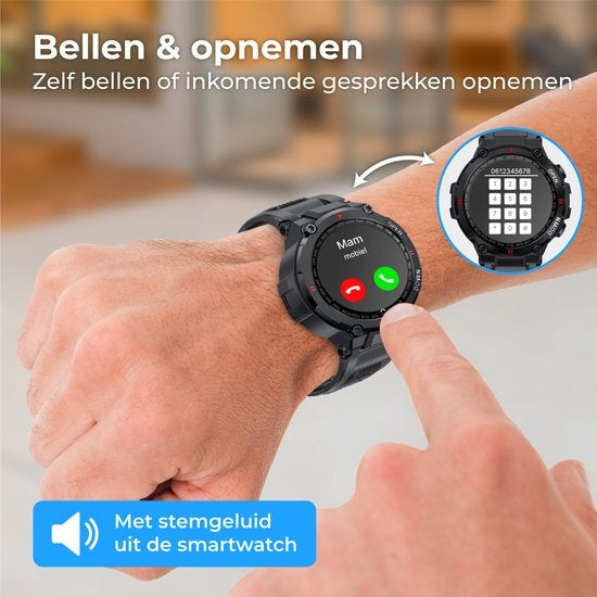 Nuvance Outdoor Smartwatch K22 - 45mm - Touchscreen - IP67 Wasserdicht - iOS & Android