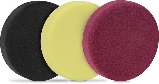 VONROC Polierscheiben/Polierpads Schaumstoff für Poliermaschinen - Starter Set - 125mm, 3 Stück