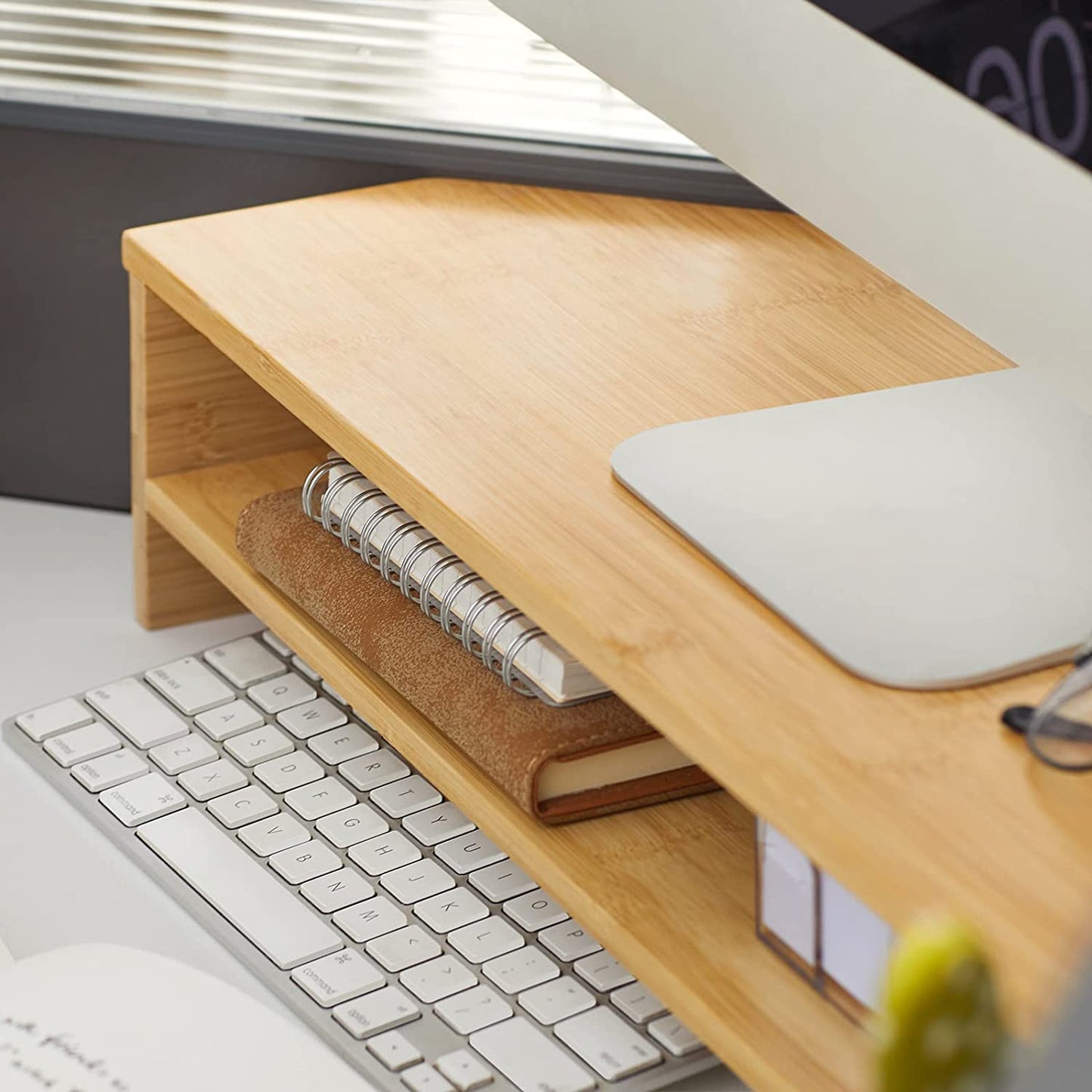 SoBuy BBF09-N Bambus-Monitorständer Dreieck - 58x32x12 cm - Naturholzfarbe