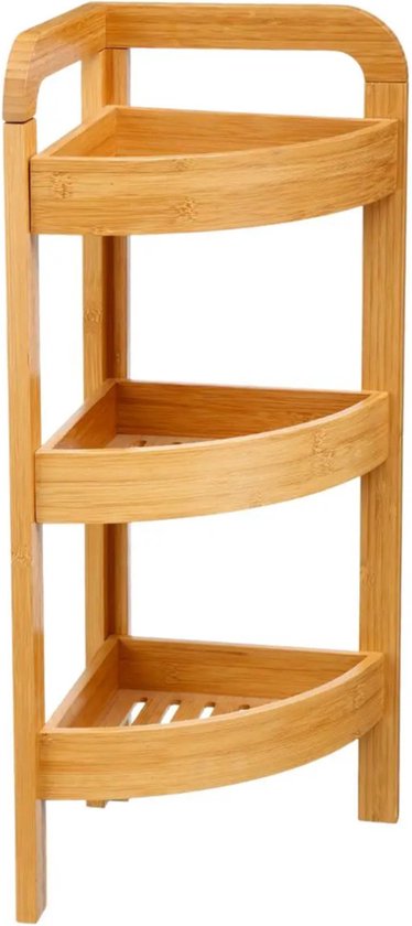 5Five Duschregal/Badezimmerregal, Eckmodell – Bambus – 3 Ebenen – 23 x 61 cm