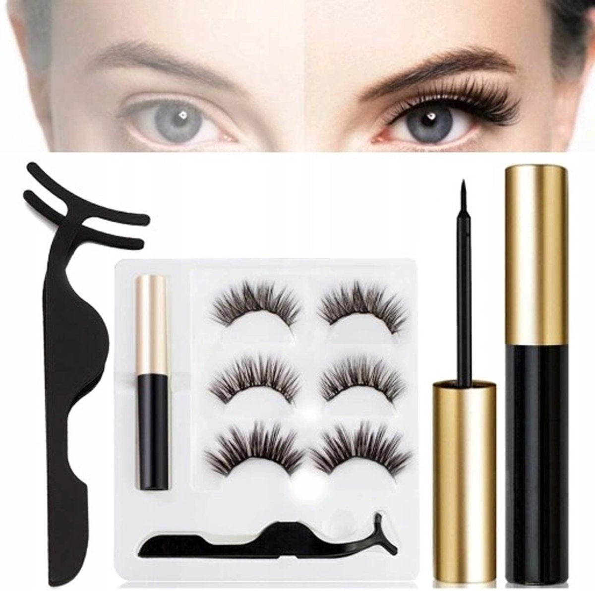 Magnetische Wimpern - Eyeliner & Pinzette - Wimpern Extension - 3 Paar Nepwimpers - Lashes Set - Rheme