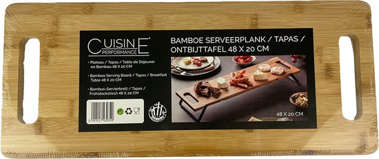 Ausklappbares Servierbrett aus Bambus – Tapas – Frühstückstisch 48 x 20 cm