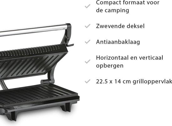 Tristar Kontaktgrill – GR-2846 – 700 W – Sandwichtoaster – 22,5 x 14 cm Grillfläche – Aluminium