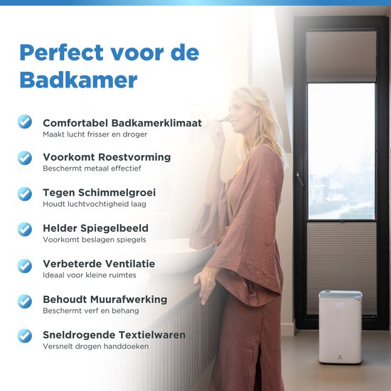 Vibrix DryFlow20 Luftentfeuchter - 20L pro Tag - Wäschetrocknungsfunktion - Energieeffizient - Luftentfeuchter für Bad, Keller, Dachboden & Schlafzimmer - Smart Dehumidifier