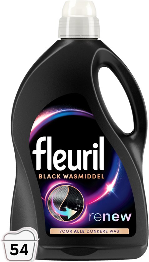 Fleuril Black – Flüssigwaschmittel – Dunkle und schwarze Wäsche – 54 Waschgänge – Großpackung