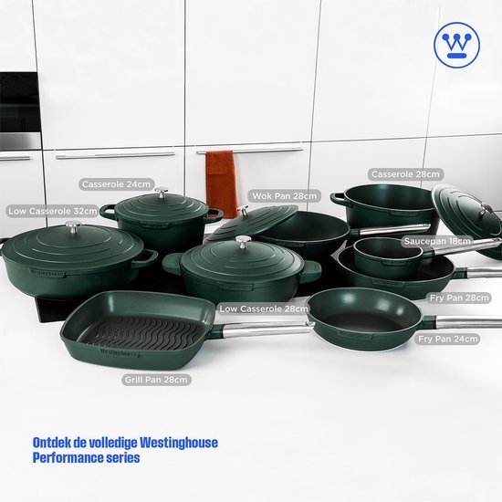 Westinghouse Performance Bratpfanne – Ø 24 cm – Induktionspfanne – inklusive Deckel – grün