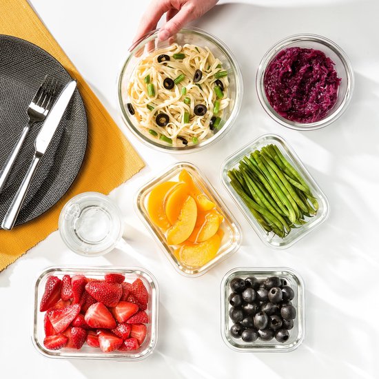 Stosh Frische-Schalen - Meal Prep Schalen - Gefrierschalen - Glas - 12 Stück - BPA frei