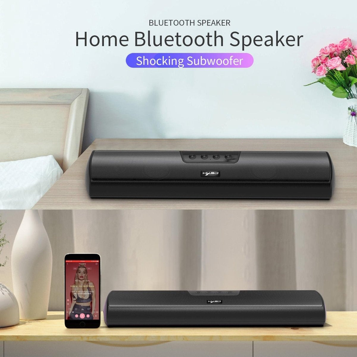 HXSJ Q3 Soundbar PC-Lautsprecher - AUX / Bluetooth kabellos - für Desktop-Computer / Notebooks / Smart TVs / Projektoren - Schwarz