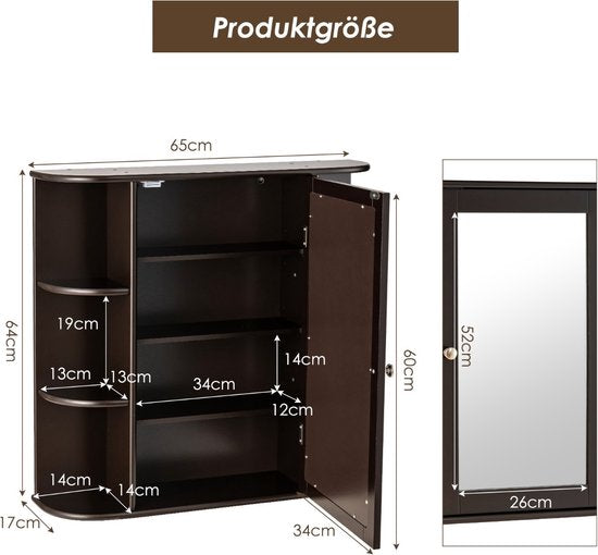 Coast -Badezimmer - Medizinschrank - Braun - 66 x 16,7 x 63 cm