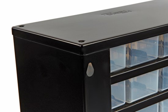 Raaco Schubladenschrank mit 44 Schubladen – Sortimentsschrank aus Metall – Aufbewahrungssystem u. a. für Schrauben und Bolzen – Kann an der Wand befestigt werden – Inkl. 10 Trennwände – 150 x 510 x 303 mm
