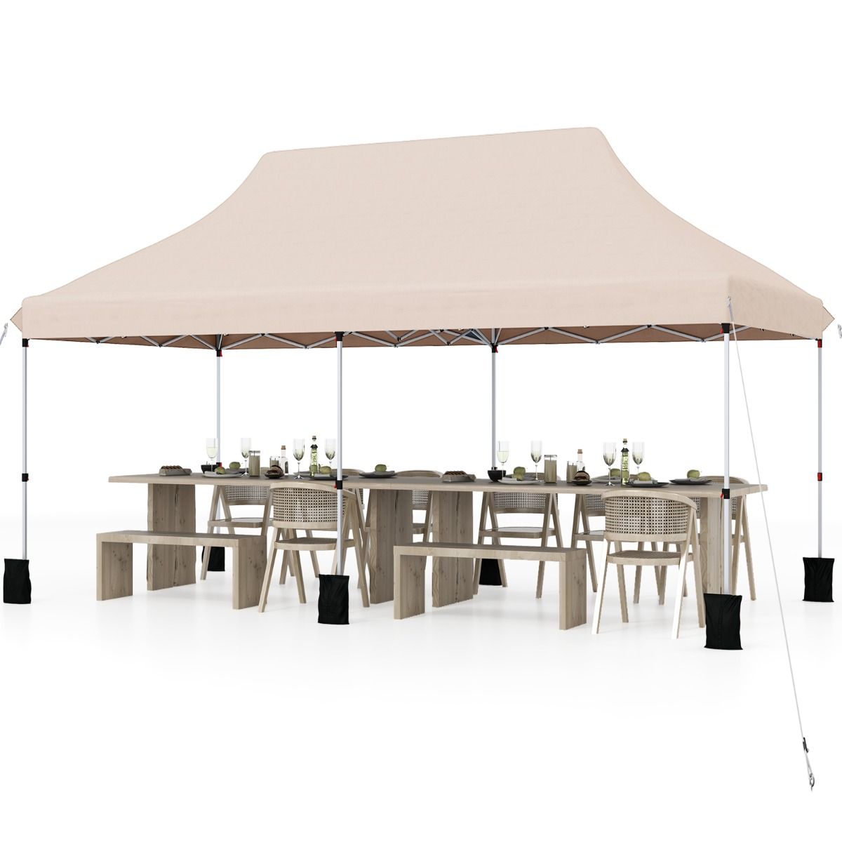 Coast Faltbares Gartenpavillon – Wasserdichtes Partyzelt – Sonnenschutz – 300 x 600 cm – Beige