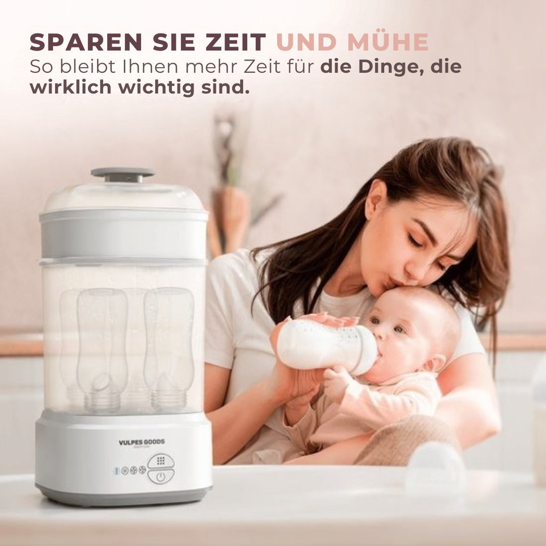 Vulpes Goods BabyCare 5-in-1-Flaschensterilisator elektrisch - Dampfsterilisator mit Trockenfunktion - Flaschensterilisator PRO - inkl. Reinigungsset